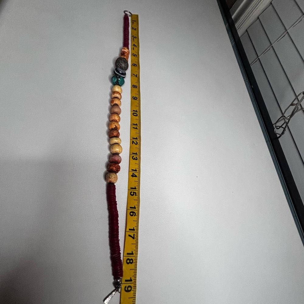 Handmade African beaded tribal choker necklace silver chunky onyx turquoise - Picture 11 of 16